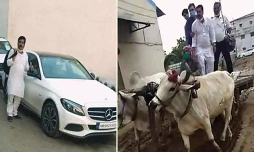 Industrialists who usually go around on expensive cars like Audi, and BMWs, were seen riding bullock carts to reach their factory