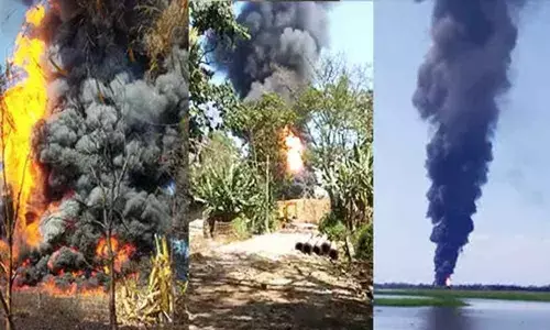 A massive fire engulfed the damaged Baghjan oil well