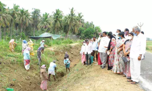 MLA Sandra inspects desilting works in Sathupalli