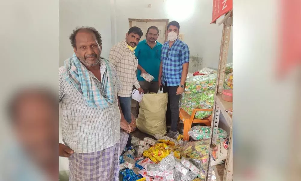 File photo of police seizing gutka worth of `2 lakh from habituated seller in Mellacheruvu mandal headquarters