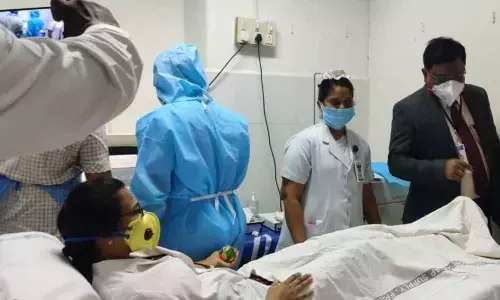 Dr Atchutha, a house surgeon was seen donating plasma in Kurnool on Thursday.  MLA  MA Hafeez Khan and Medical College Principal, Dr P Chandrasekhar were also seen