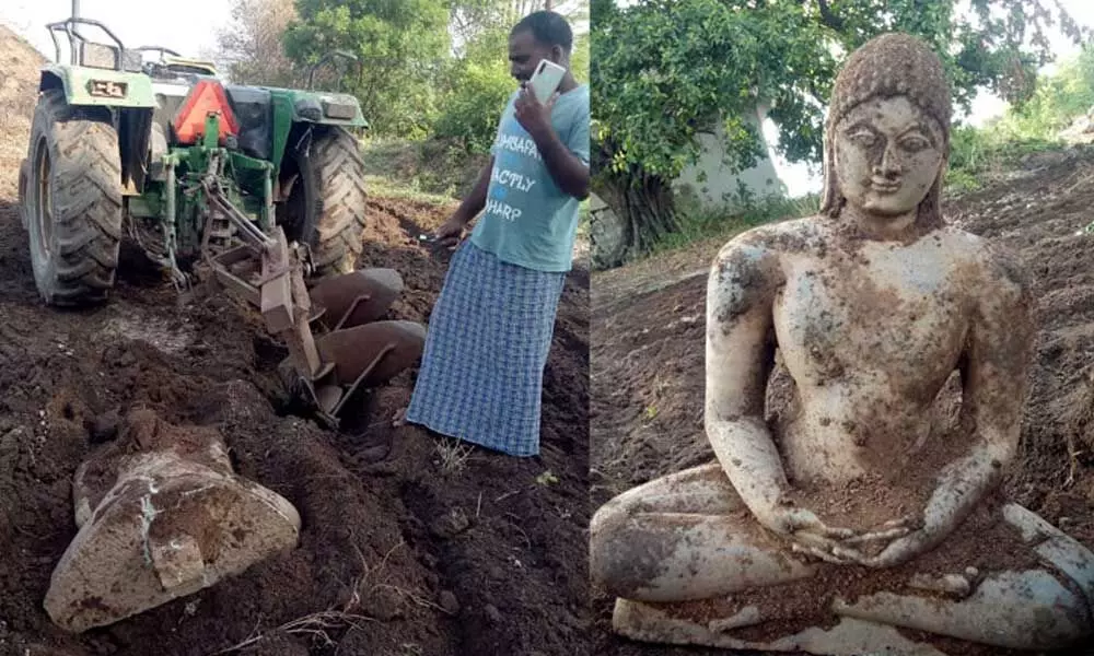 Telangana: Lord Mahavir statue unearthed in Karimnagar