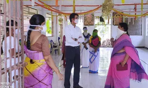 Collector D Muralidhar Reddy inspecting containment zone area Suryaropet on Sunday Collector D Muralidhar Reddy inspecting containment zone area Suryaropet on Sunday