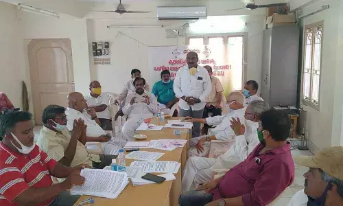 Kolla Madhu speaking at the roundtable in Ongole on Sunday