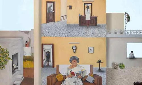 Art exploring home through a womans eyes