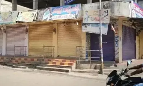 Closed grocery stores in Kamareddy on Monday