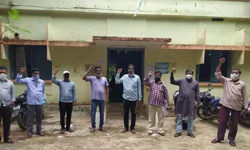 Members of FAPTO during a protest in Kakinada