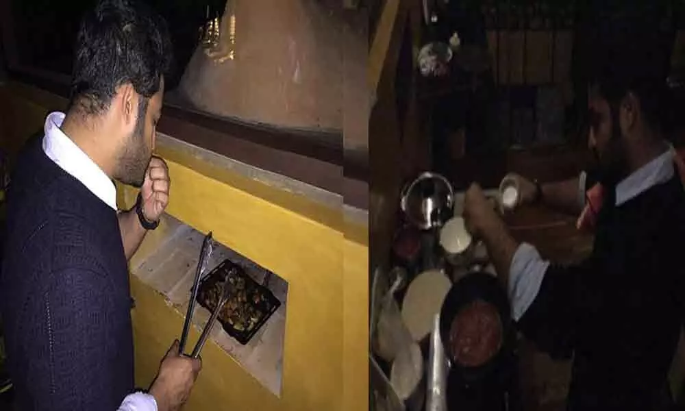 Jr NTR cooking food for his family members