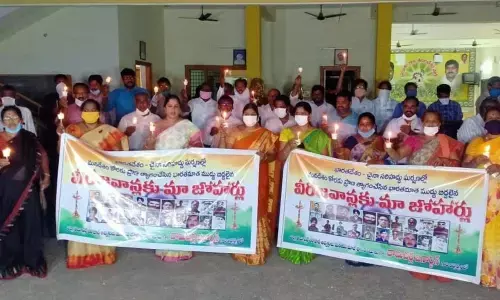 TDP leaders and cadre paying homage to the martyred soldiers at NTR Bhavan in Ongole on Thursday