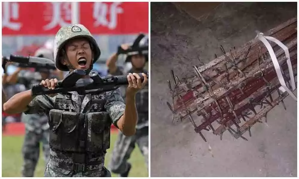 Nail-studded rods used by Chinese army to attack Indian soldiers