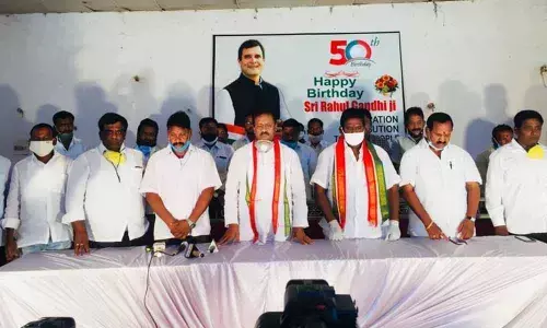 Former Minister and ex-Leader of Opposition in State Legislative Council Mohammed Ali Shabbir and other leaders observing two-minute silence in the honour of the martyrs of Galwan Valley, in Kamareddy on Friday