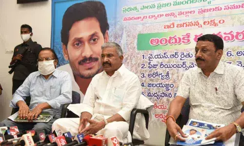 Minister for Panchayat Raj and Rural Development P Ramachandra Reddy addressing the media in Tirupati on Saturday