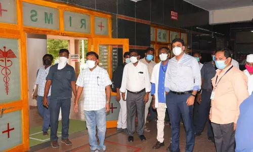Prakasam District Collector Dr Pola Bhaskara inspecting the GGH in Ongole on Monday