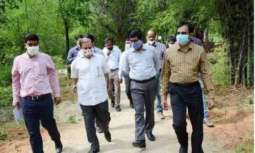 Medchal Collector Vasam Venkateshwarlu visit Oxygen park in Kandlakoya