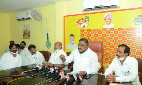 TDP senior leader and former Union Minister  Kotla Jaya Surya Prakash Reddy addressing media persons at party office in Kurnool on Tuesday