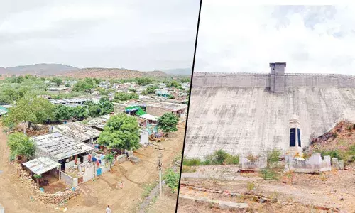 An overview of Sunkesula village (Right) Veligonda dam at Sunkesula village