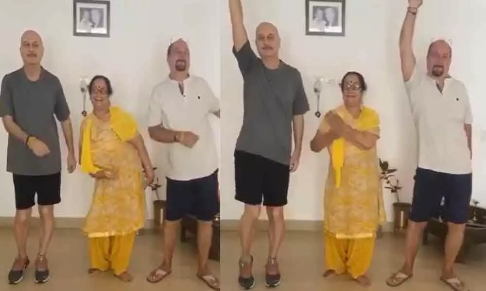 Anupam Kher Dances Along With His Mother And Brother In A Perfect Rhythm