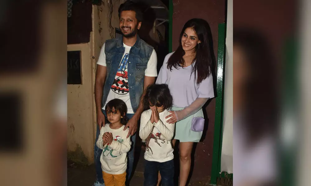 Genelia and Riteish Deshmukh with kids