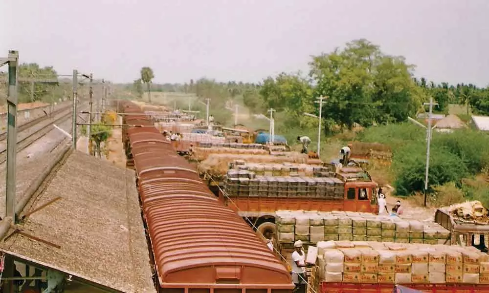 Loading of goods trains in progress at Guntakal