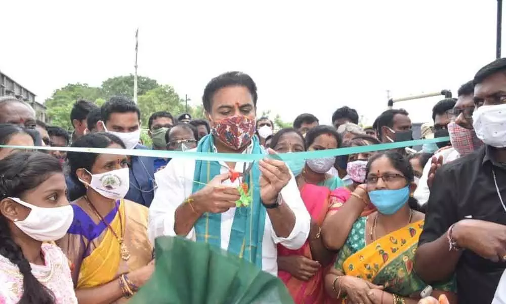 IT and Municipal Administration Minister KT Rama Rao inaugurating Children’s Park in Sircilla town on Tuesday