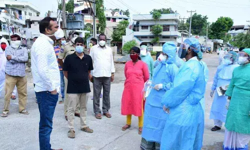 District Collector RV Karnan giving instructions to health workers on containing spread of coronavirus in Khammam