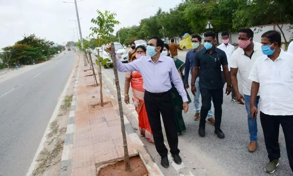 Medchal District Collector Vasam Venkateshwarlu inspected saplings planted