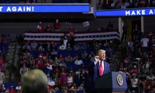 President Donald Trump speaks during a campaign rally at the BOK Center, Saturday, June 20, 2020, in Tulsa (Photo | AP)