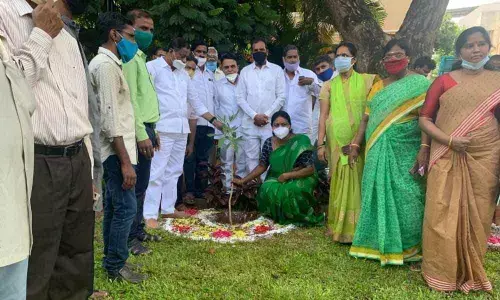 MLA Bethi Subhash Reddy takes part in Haritha Haram at Kapra