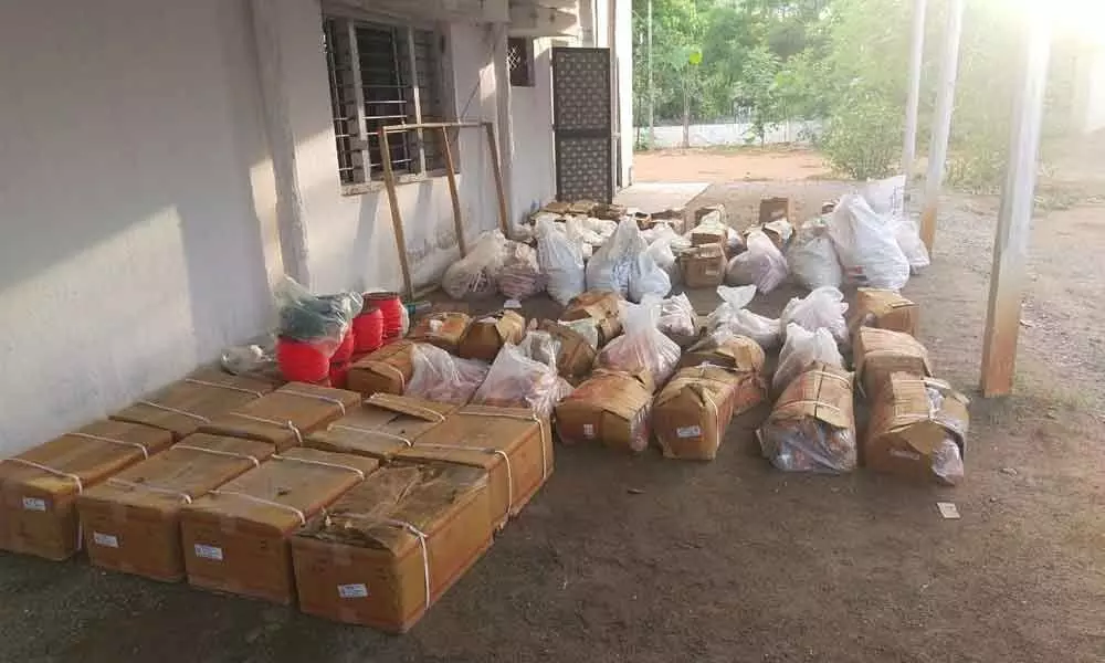 Explosives seized by police in Choppadandi village on Thursday