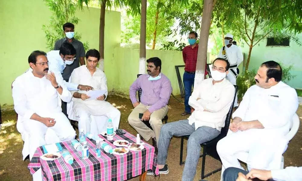 Deputy CM Alla Nani and Finance Minister, Buggana Rajendranath Reddy during review with Collector G Veera Pandiyan