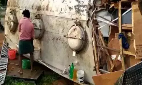 A petrol tanker has been turtles at Gannavaram highway in Krishna district on Sunday