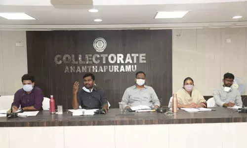 District Collector Gandham Chandrudu addressing nodal officers in Anantapur on Sunday