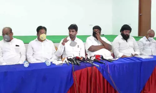 MP Margani Bhart Ram speaking to reporters in Rajamahendravaram on Sunday