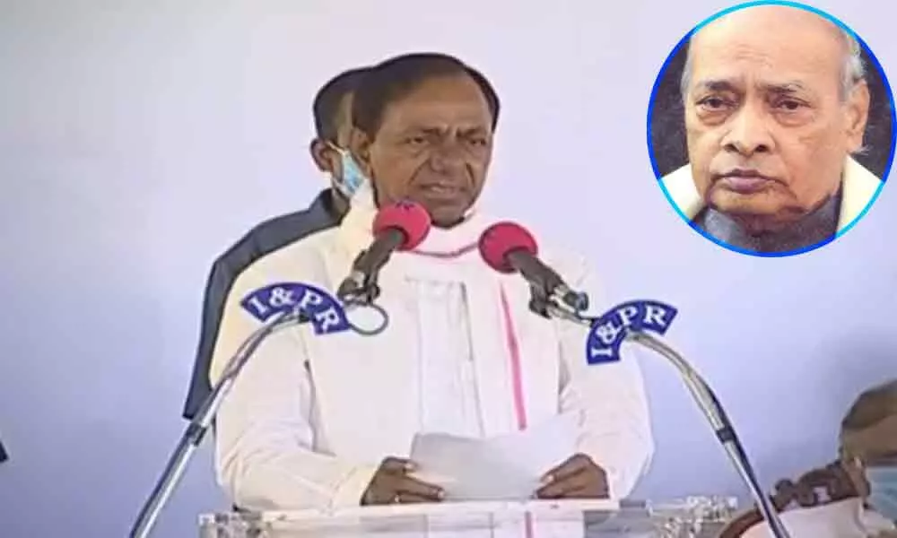 CM KCR launching the centenary celebrations of PV Narasimha Rao here at PV Jnana Bhoomi in Necklace road