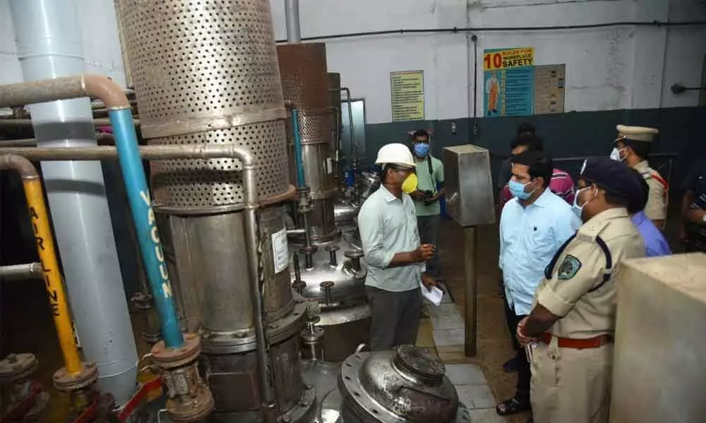 District Collector V Vinay Chand at Sainor Life Sciences Private Limited in Visakhapatnam on Tuesday