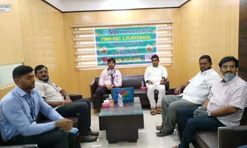 State Bank of India officials attending a meeting in Vijayawada on Wednesday