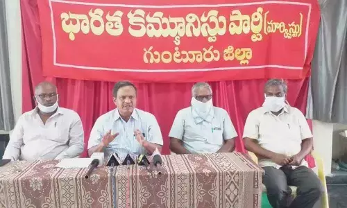 CPM district secretary Pasam Rama Rao addressing the media in Guntur on Thursday