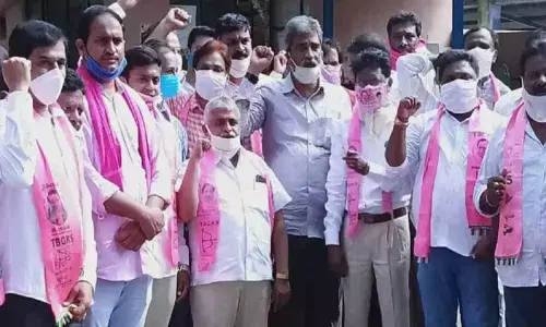 SCCL workers unions protest on Central Govt. decision