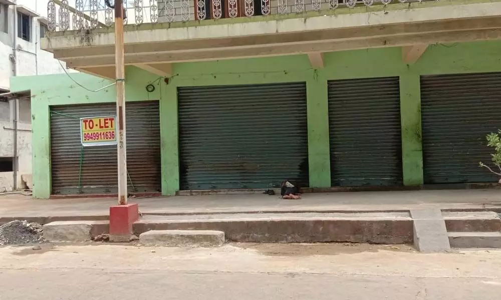 To-let board on display at a shop on Pavilion Grounds in Khammam town