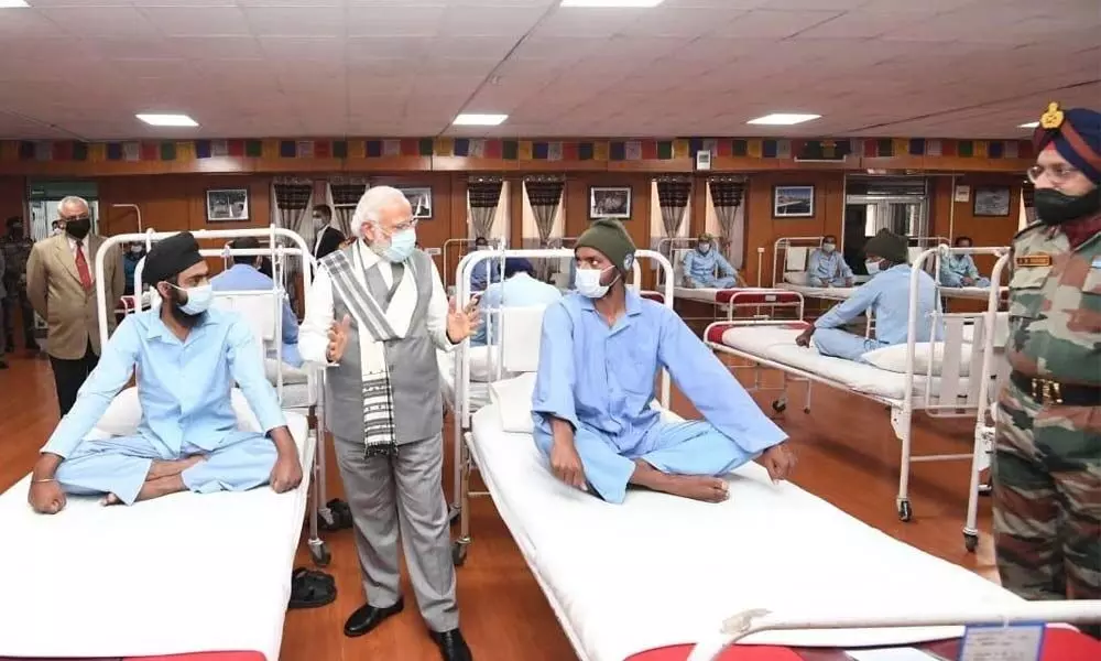 Prime Minister Narendra Modi during his visit to the hospital on Friday