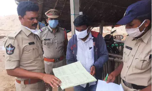 Addl SP Karimulla Sharif inspects sand ramps in West Godavari district