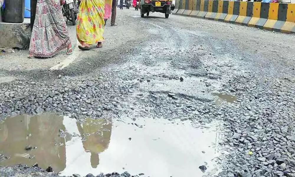 Continuous rains damaged roadways in Karnataka