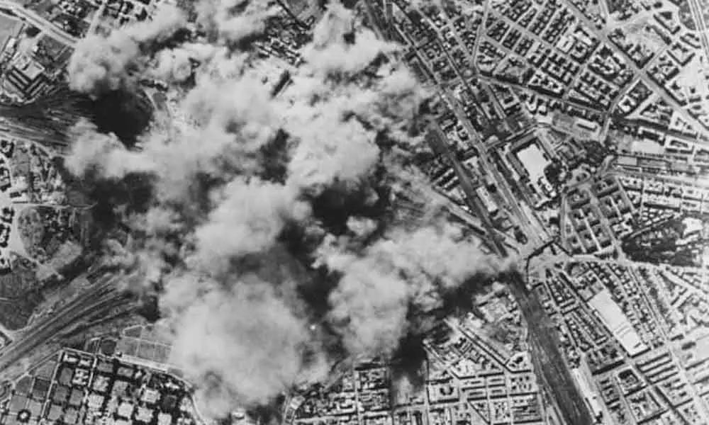 Rome being bombed during World War Two