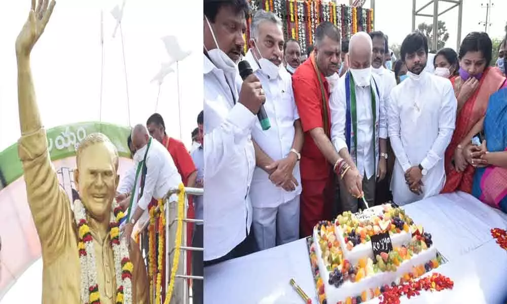 Vijayasai Reddy pays Floral tributes to YS Rajasekhara Reddy in Visakhapatnam