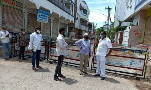 City Mayor Y Sunil Rao inspecting sanitation works in Kashmirgadda area in Karimnagar city