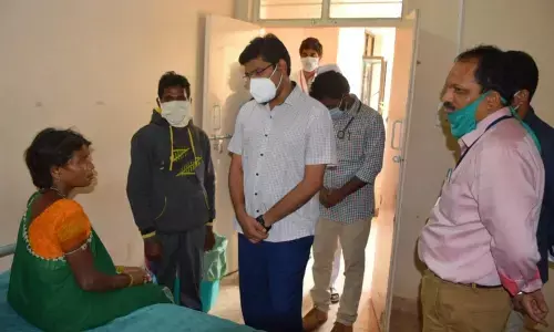 ITDA Project Officer S Venkateswar interacting with the villagers at Paderu district hospital on Thursday