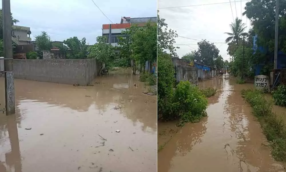 Floodwater in Sundariah Colony in Manuguru on Thursday