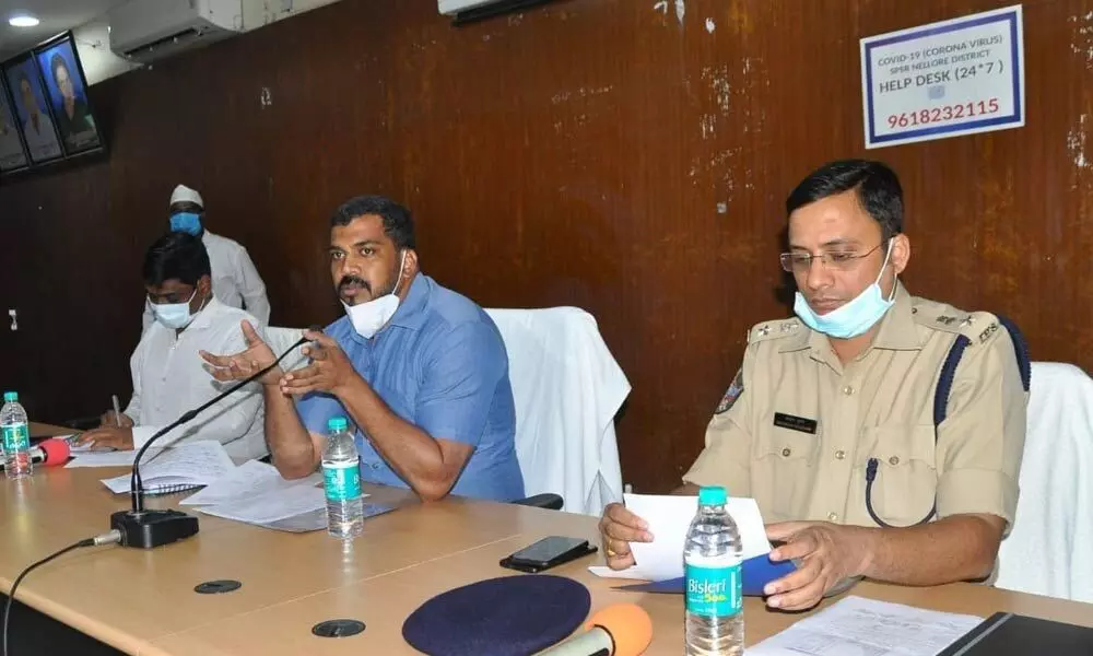 Minister for Water Resources Dr P Anil Kumar addressing the officials at a meeting in Nellore on Thursday