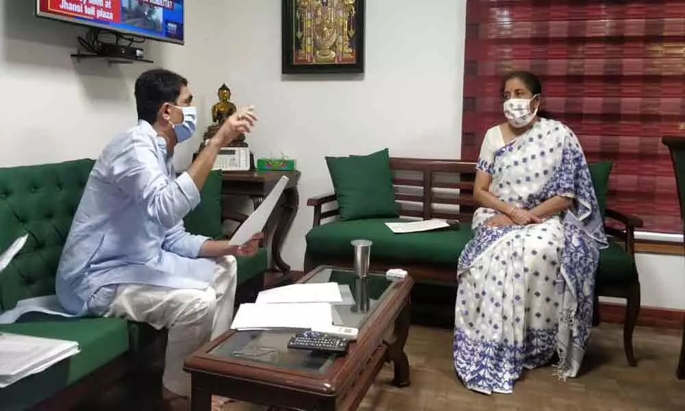 Andhra Pradesh Finance Minister Buggana Rajendranath Reddy called on Union Finance Minister Nirmala Sitharaman and asked to release the pending funds to the state as soon as possible