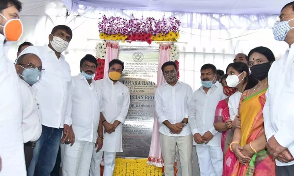 KTR lays foundation stone for two flyovers in Hyderabad